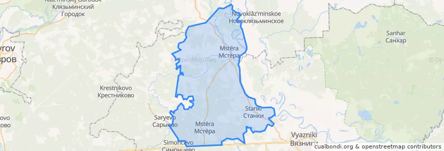Mapa de ubicacion de городское поселение Мстёра.