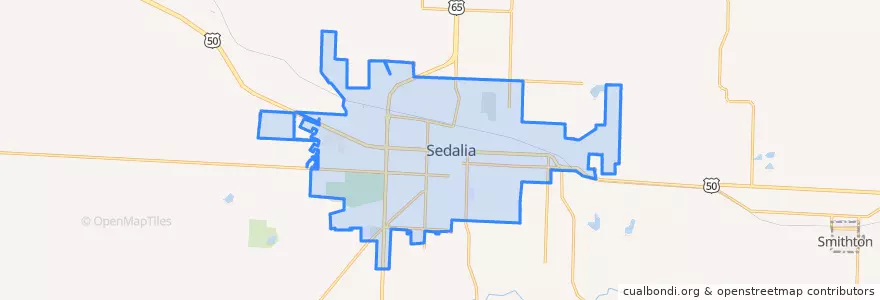 Mapa de ubicacion de Sedalia.