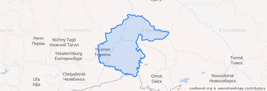 Mapa de ubicacion de Tyumen Oblast.