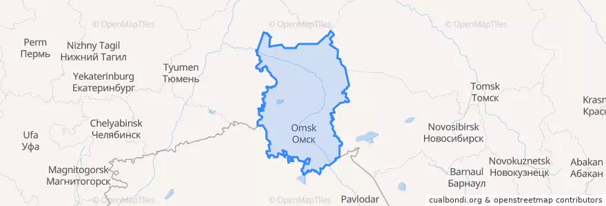 Mapa de ubicacion de Omsk Oblast.