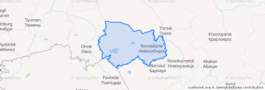 Mapa de ubicacion de نوفوسيبيرسك أوبلاست.