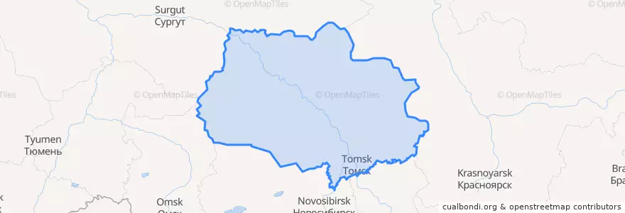 Mapa de ubicacion de Oblast de Tomsk.