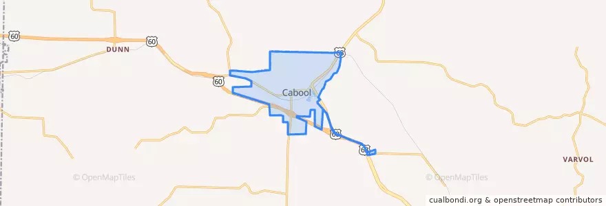 Mapa de ubicacion de Cabool.