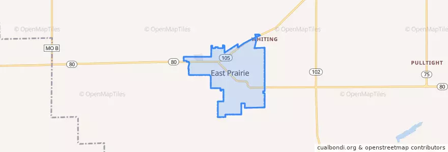 Mapa de ubicacion de East Prairie.