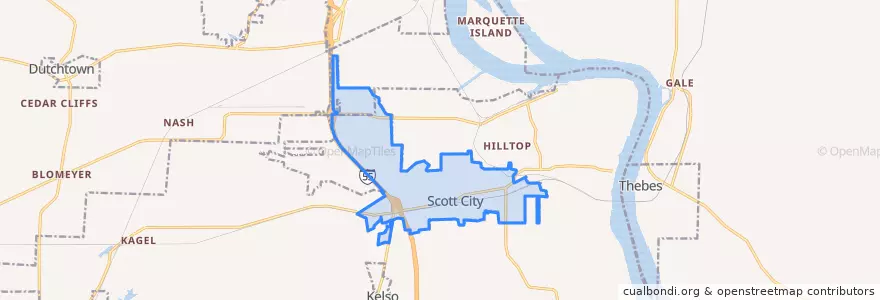 Mapa de ubicacion de Scott City.