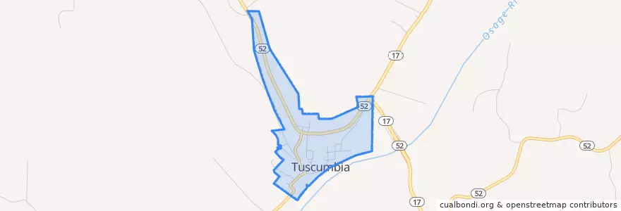 Mapa de ubicacion de Tuscumbia.