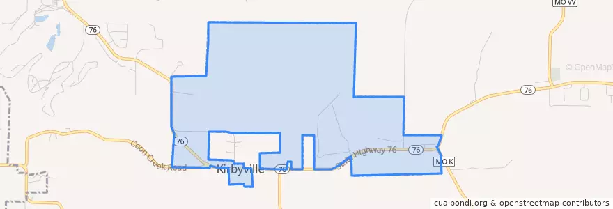 Mapa de ubicacion de Kirbyville.