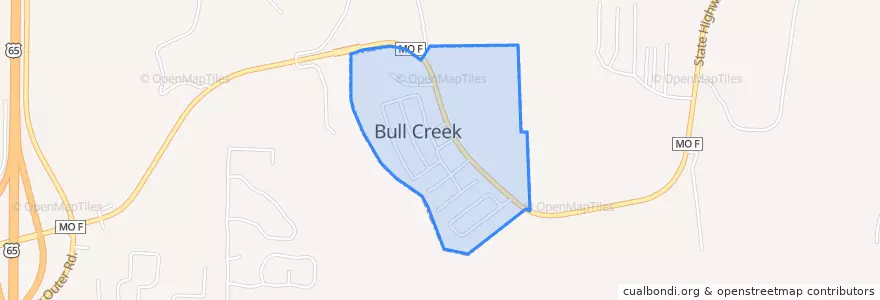 Mapa de ubicacion de Bull Creek.