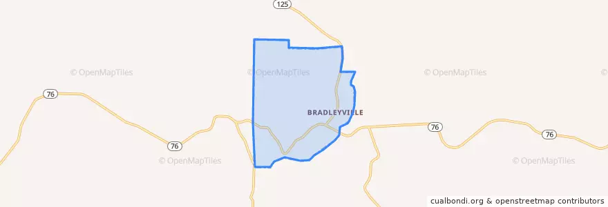 Mapa de ubicacion de Bradleyville.