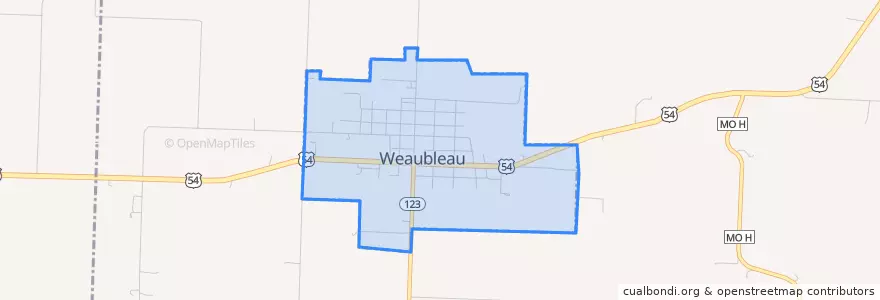 Mapa de ubicacion de Weaubleau.