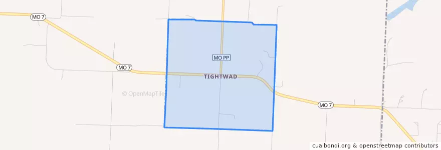 Mapa de ubicacion de Tightwad.