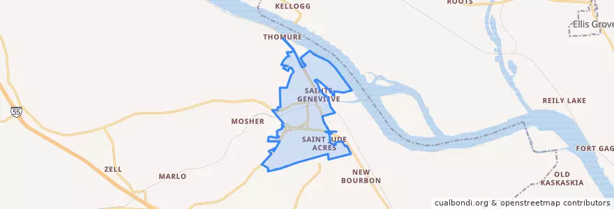 Mapa de ubicacion de Sainte Genevieve.
