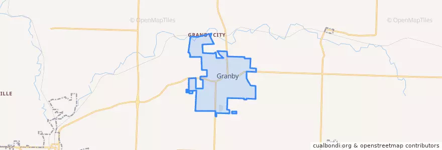 Mapa de ubicacion de Granby.