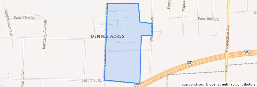 Mapa de ubicacion de Dennis Acres.