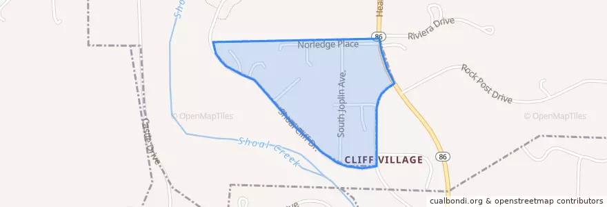 Mapa de ubicacion de Cliff Village.