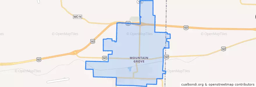 Mapa de ubicacion de Mountain Grove.