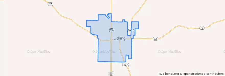Mapa de ubicacion de Licking.