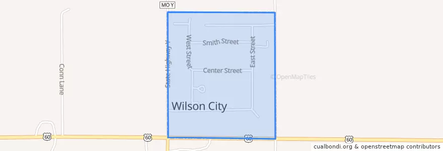 Mapa de ubicacion de Wilson City.