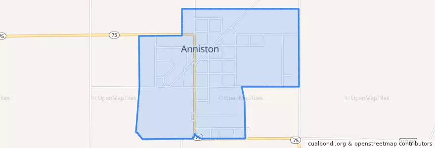 Mapa de ubicacion de Anniston.