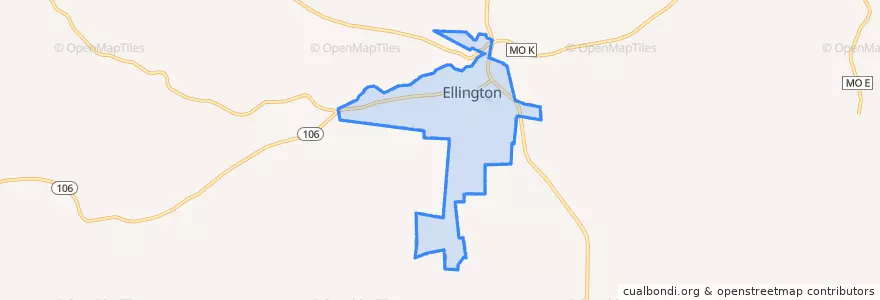 Mapa de ubicacion de Ellington.
