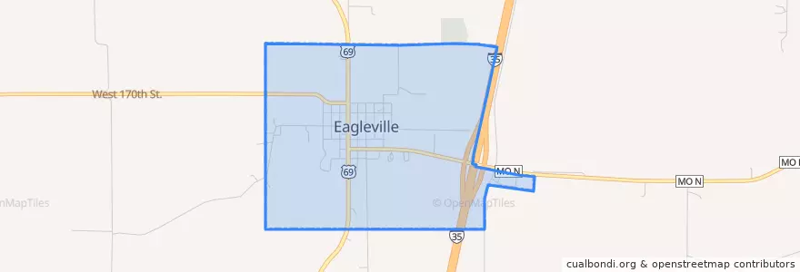 Mapa de ubicacion de Eagleville.