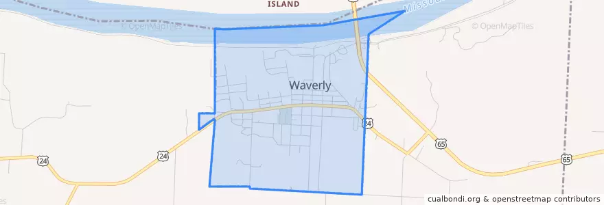 Mapa de ubicacion de Waverly.