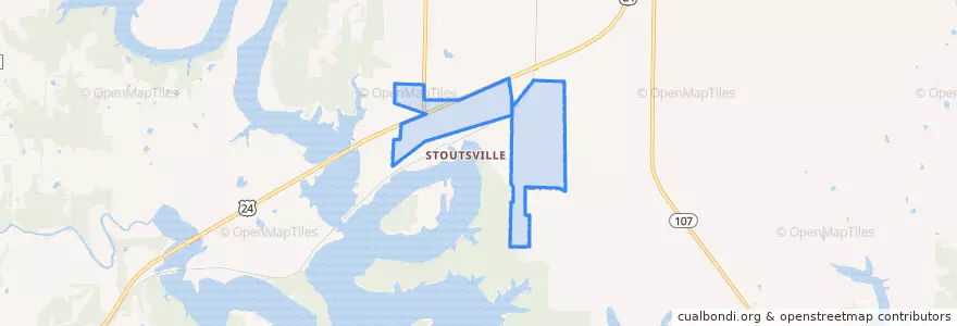 Mapa de ubicacion de Stoutsville.