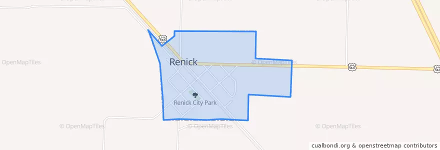 Mapa de ubicacion de Renick.