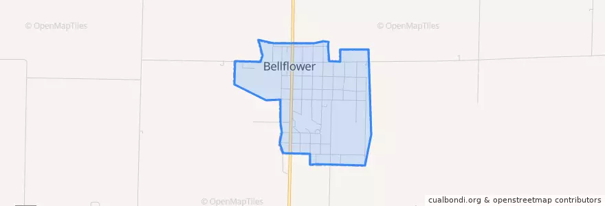 Mapa de ubicacion de Bellflower.