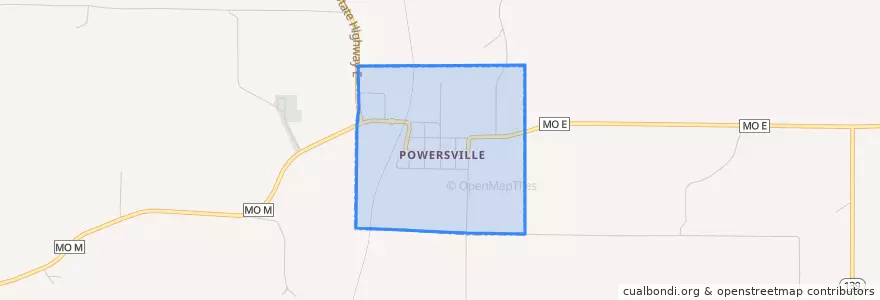 Mapa de ubicacion de Powersville.