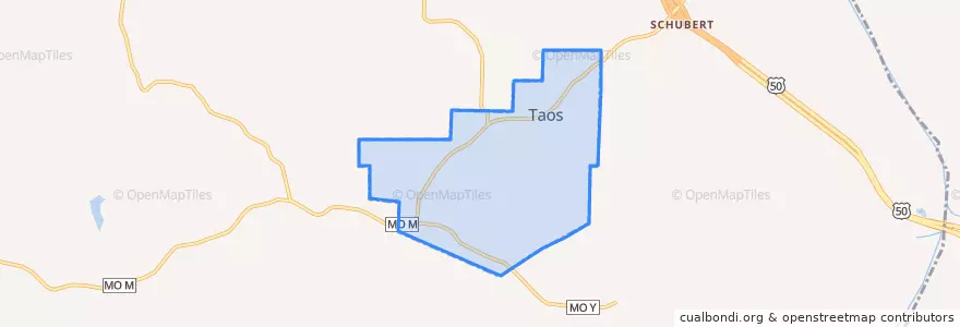 Mapa de ubicacion de Taos.