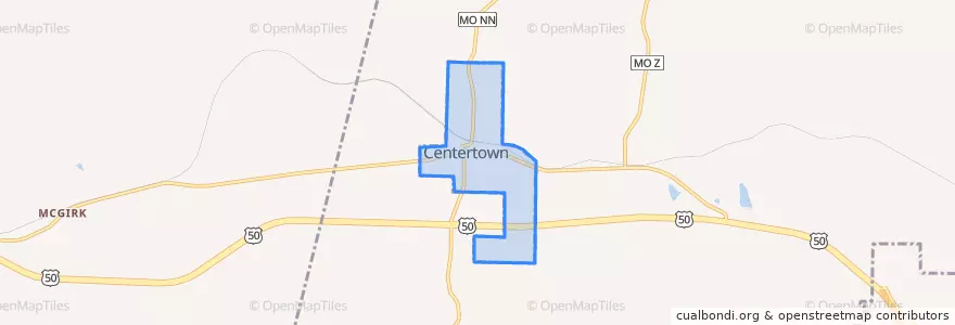 Mapa de ubicacion de Centertown.