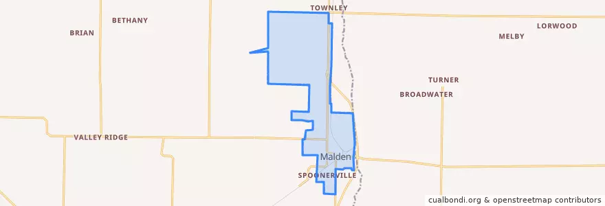 Mapa de ubicacion de Malden.