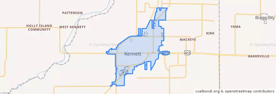 Mapa de ubicacion de Kennett.