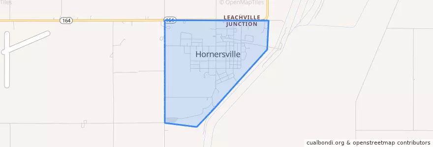 Mapa de ubicacion de Hornersville.