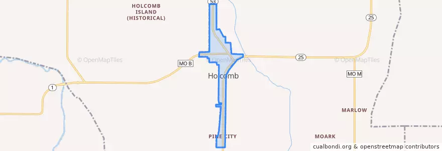 Mapa de ubicacion de Holcomb.