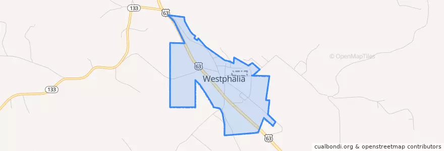 Mapa de ubicacion de Westphalia.