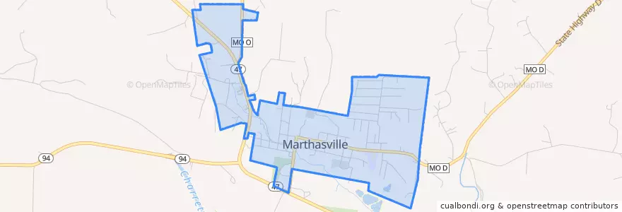 Mapa de ubicacion de Marthasville.