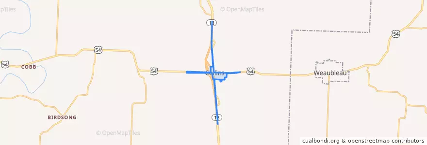 Mapa de ubicacion de Collins.