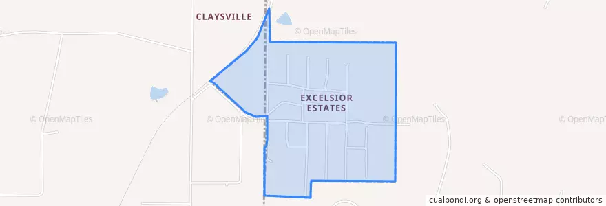 Mapa de ubicacion de Excelsior Estates.