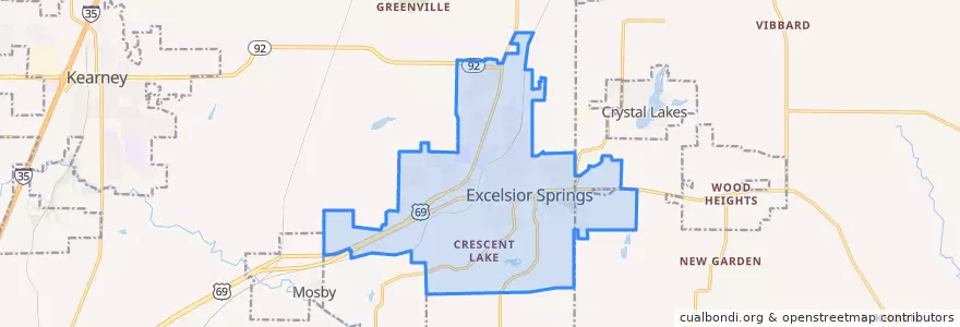 Mapa de ubicacion de Excelsior Springs.