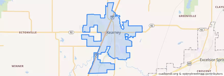 Mapa de ubicacion de Kearney.
