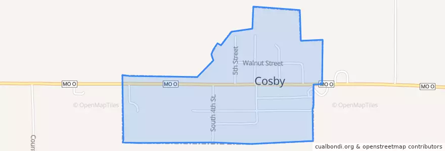 Mapa de ubicacion de Cosby.