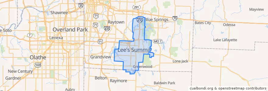 Mapa de ubicacion de Lee's Summit.