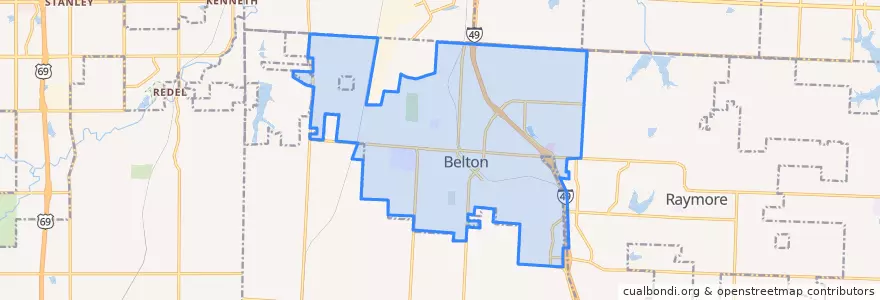 Mapa de ubicacion de Belton.
