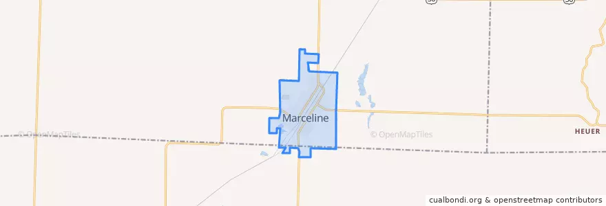 Mapa de ubicacion de Marceline.