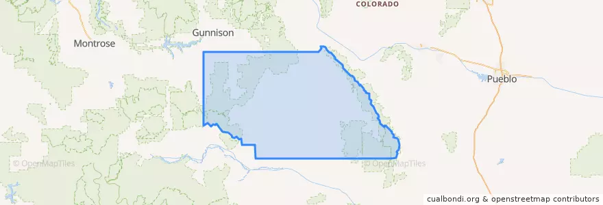 Mapa de ubicacion de Saguache County.