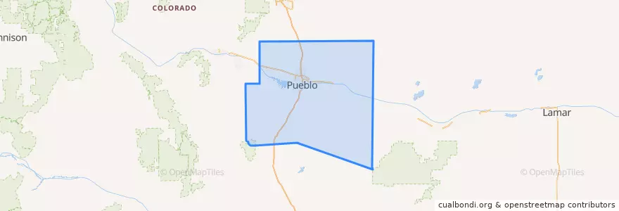 Mapa de ubicacion de Pueblo County.