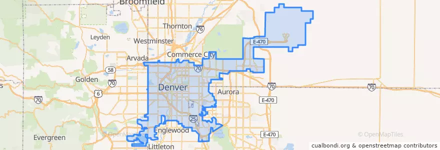 Mapa de ubicacion de Denver County.
