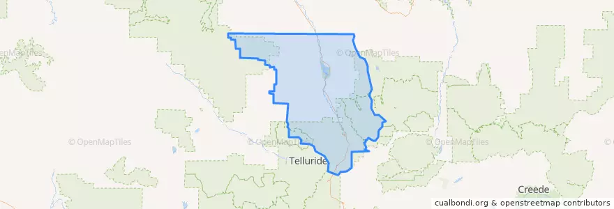 Mapa de ubicacion de Ouray County.